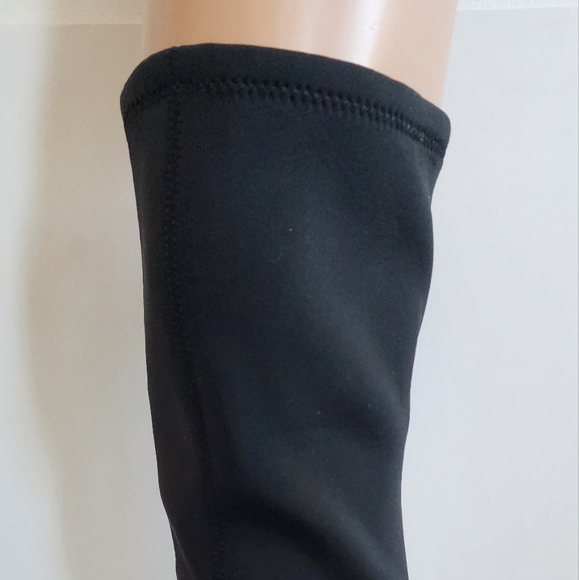 ZARA BOOT BLACK FABRIC OVER THE KNEE BOOTS BLOCK HEEL PATENT 38 - Picture 5 of 13